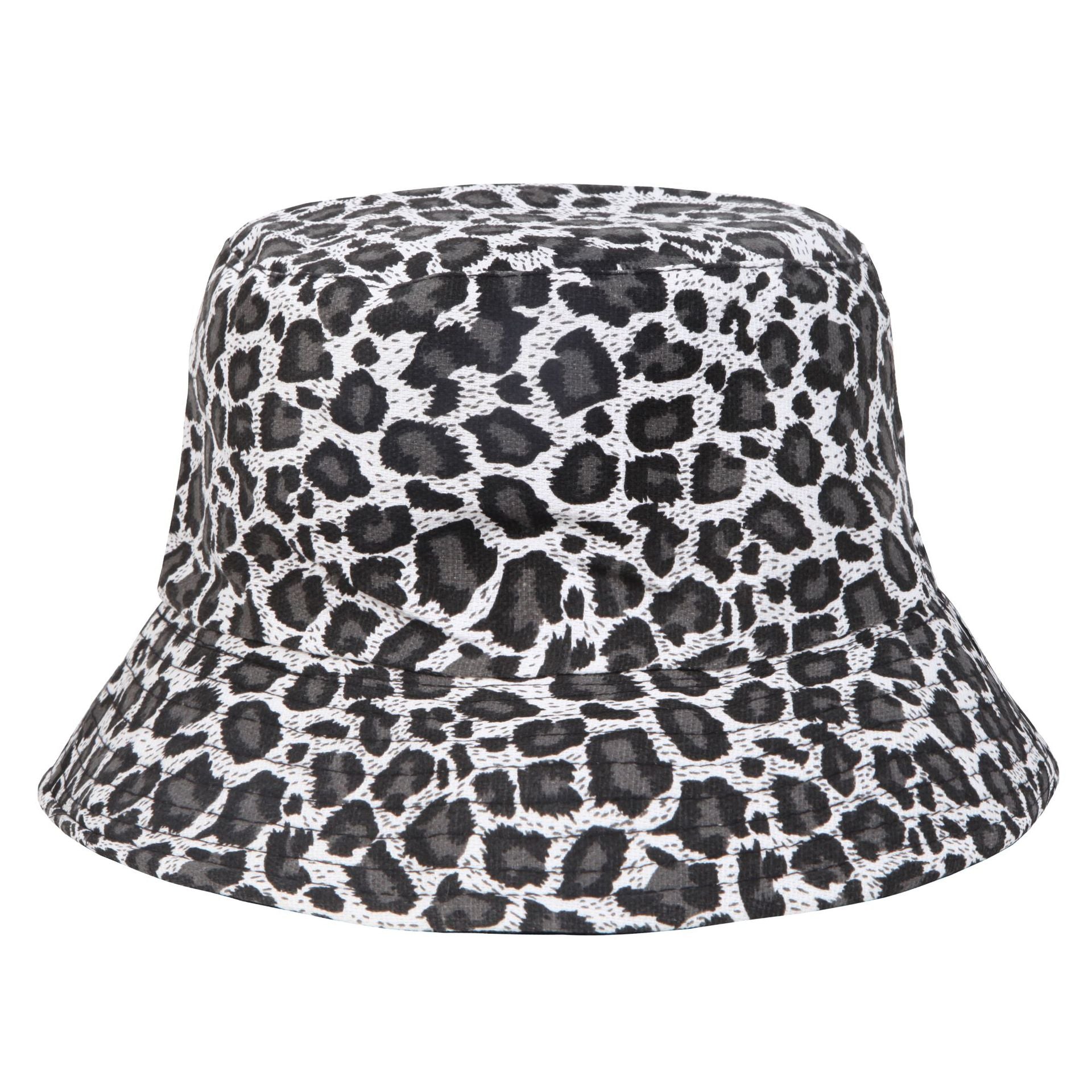 Sombrero de cubo reversible con estampado de leopardo de poliéster al por mayor